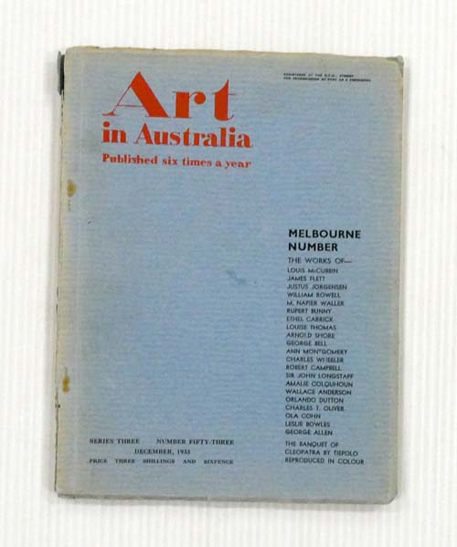 Image for Art in Australia Melbourne Number ,Third Series December 1933 Number 53 Art in Australia Melbourne Number ,Third Series December 1933 Number 53