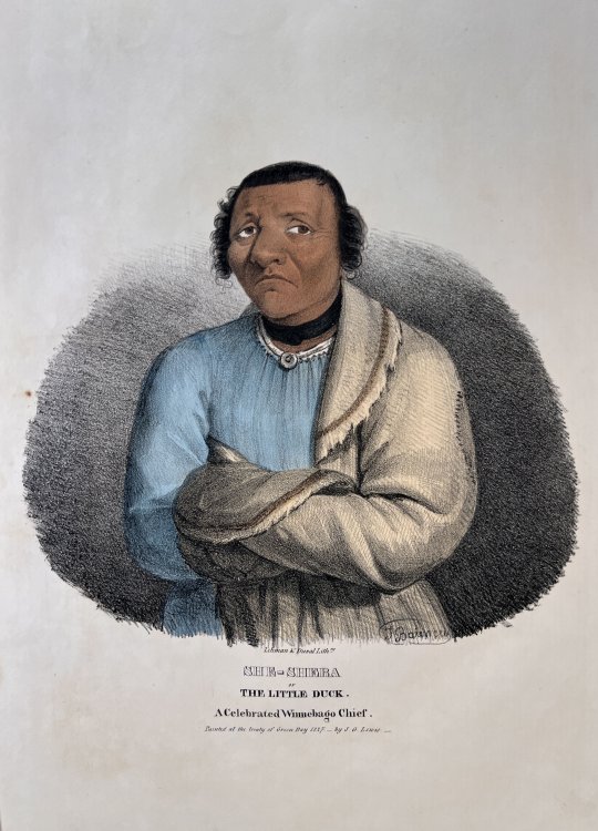 Image for She-Sheba or the Little Duck. A Celebrated Winnebago Chief. Painted at the Treaty of Green Bay 1827. She-Sheba or the Little Duck. A Celebrated Winnebago Chief. Painted at the Treaty of Green Bay 1827.