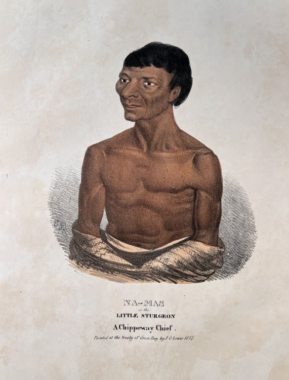 Image for Na-Mas or the Little Sturgeon. A Chippeway Chief. Painted at the Treaty of Green Bay 1827. Na-Mas or the Little Sturgeon. A Chippeway Chief. Painted at the Treaty of Green Bay 1827.