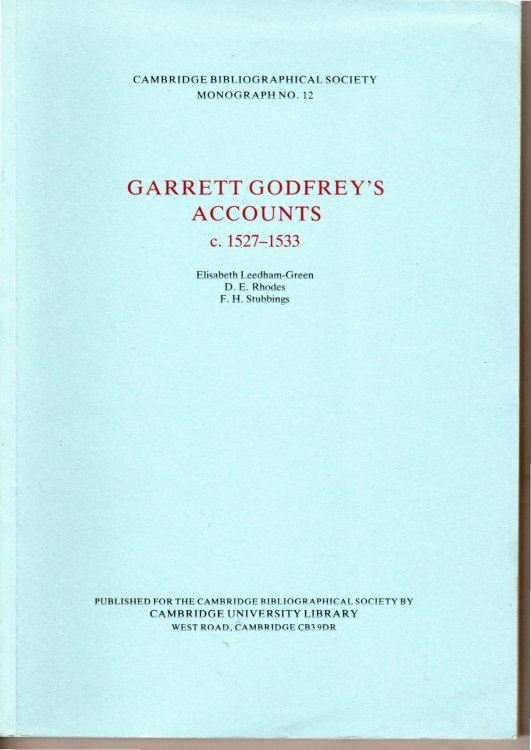 Image for Garrett Godfrey's Accounts, C. 1527-1533 Garrett Godfrey's Accounts, C. 1527-1533
