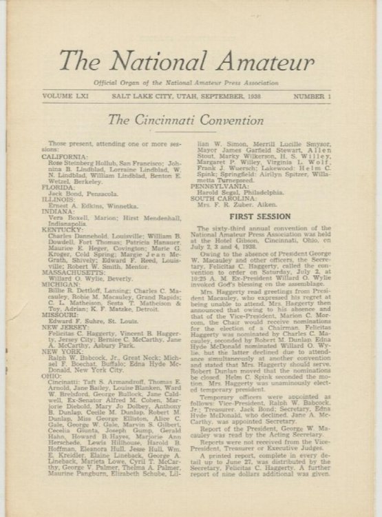 Image for THE NATIONAL AMATEUR. September, 1938. THE NATIONAL AMATEUR. September, 1938.