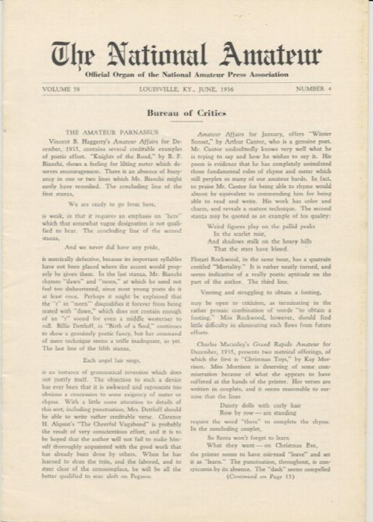 Image for THE NATIONAL AMATEUR. June, 1936. THE NATIONAL AMATEUR. June, 1936.